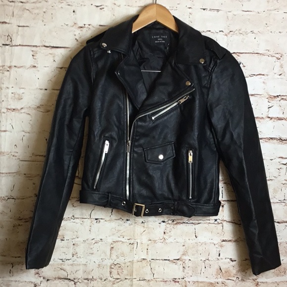 CHIC VEGAN LEATHER BIKER JACKET - Picture 3 of 6